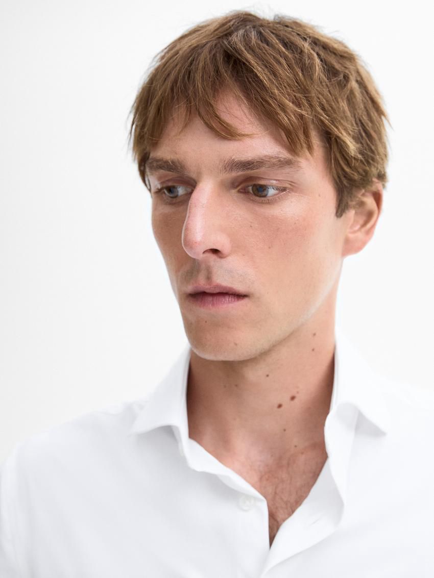 Massimo Dutti Easy Iron Slim Fit Men Shirts White | US-ME4619783
