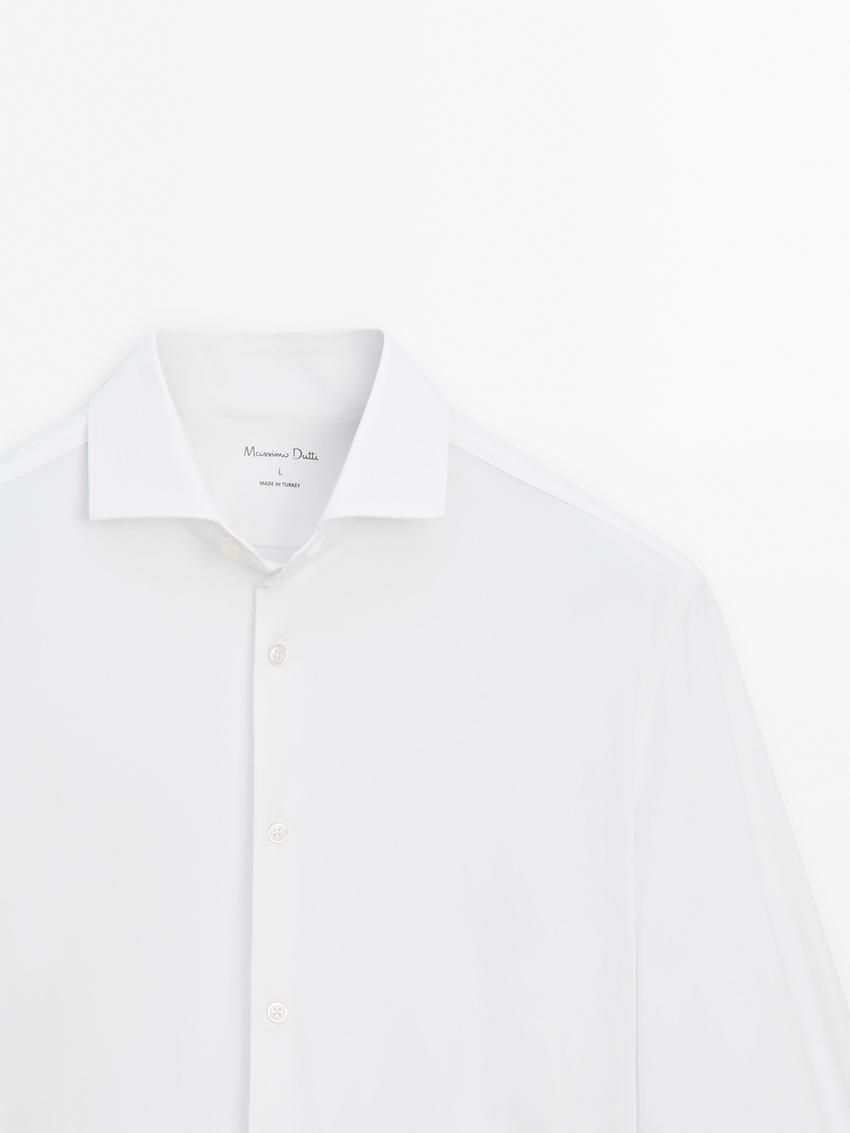 Massimo Dutti Easy Iron Slim Fit Men Shirts White | US-ME4619783