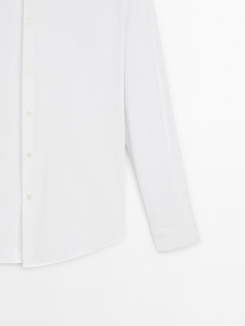 Massimo Dutti Easy Iron Slim Fit Men Shirts White | US-ME4619783