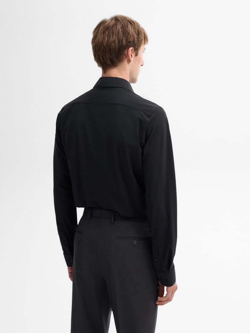 Massimo Dutti Easy Iron Slim Fit Men Shirts Black | US-MH4706912
