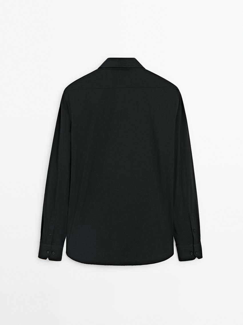 Massimo Dutti Easy Iron Slim Fit Men Shirts Black | US-MH4706912
