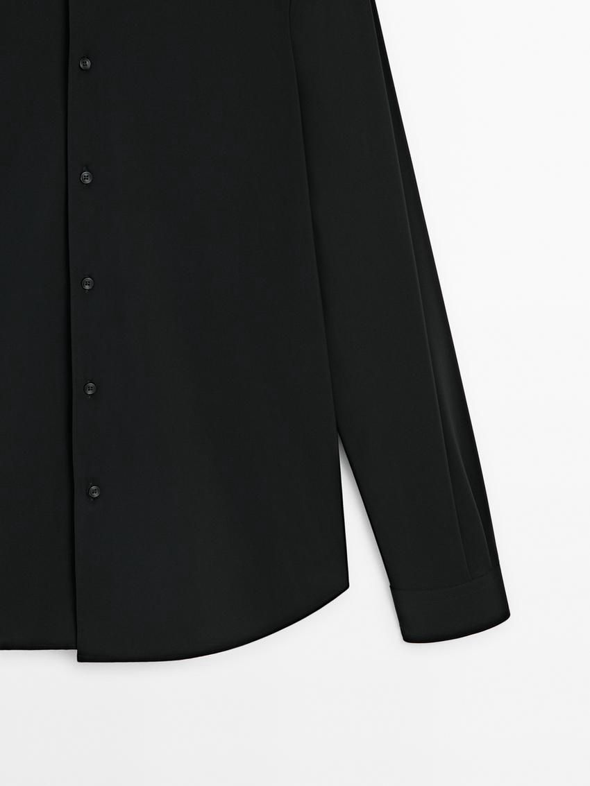 Massimo Dutti Easy Iron Slim Fit Men Shirts Black | US-MH4706912