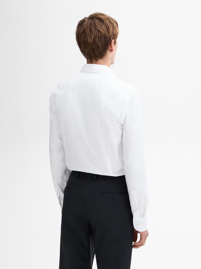 Massimo Dutti Easy Iron Slim Fit Textured Men Shirts White | US-UZ7465038