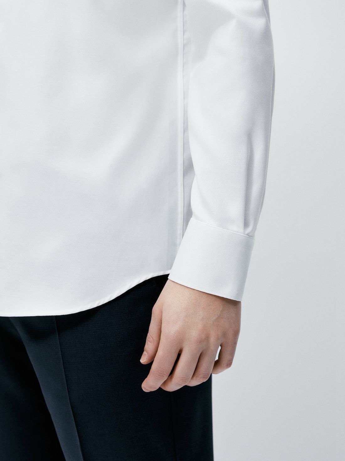 Massimo Dutti Easy Iron Slim Fit Textured Men Shirts White | US-UZ7465038