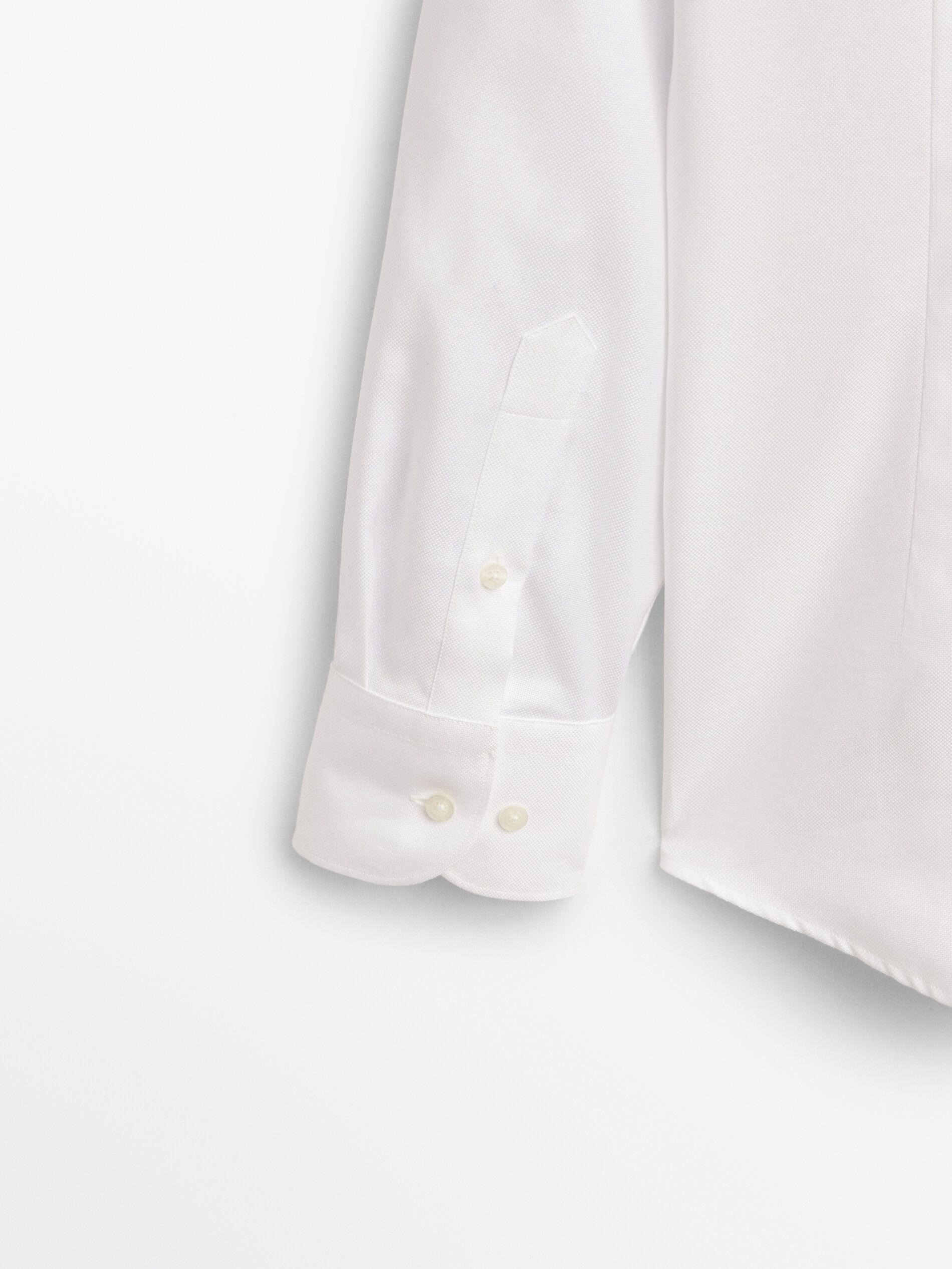 Massimo Dutti Easy Iron Slim Fit Textured Men Shirts White | US-UZ7465038
