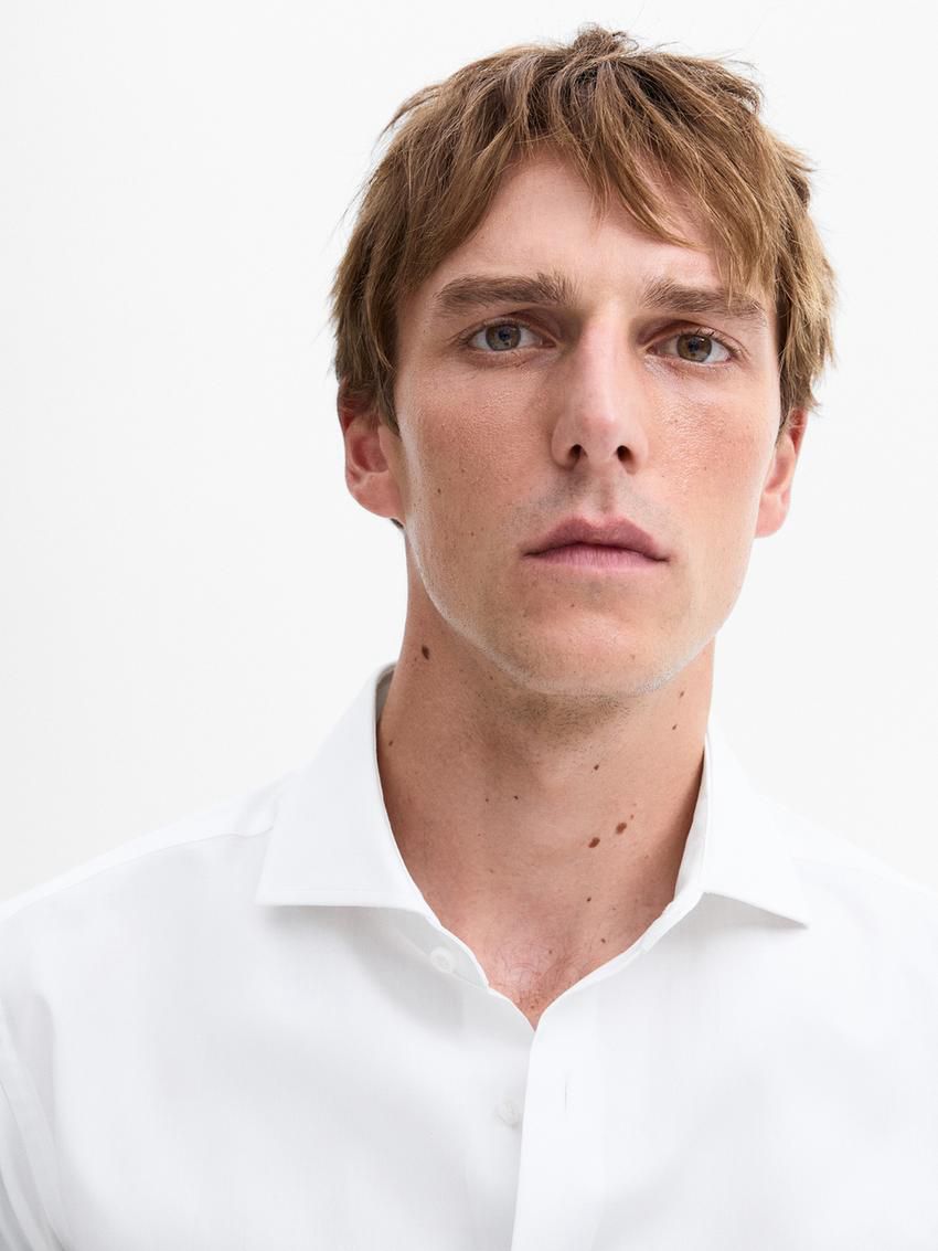 Massimo Dutti Easy Iron Slim-fit Poplin Men Shirts White | US-FV6934870