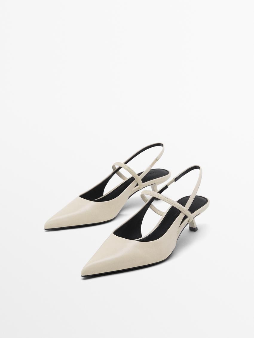 Massimo Dutti Elastic Instep Women Slingback Shoes Cream | US-NK4716893