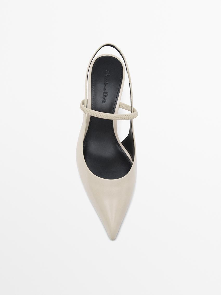 Massimo Dutti Elastic Instep Women Slingback Shoes Cream | US-NK4716893