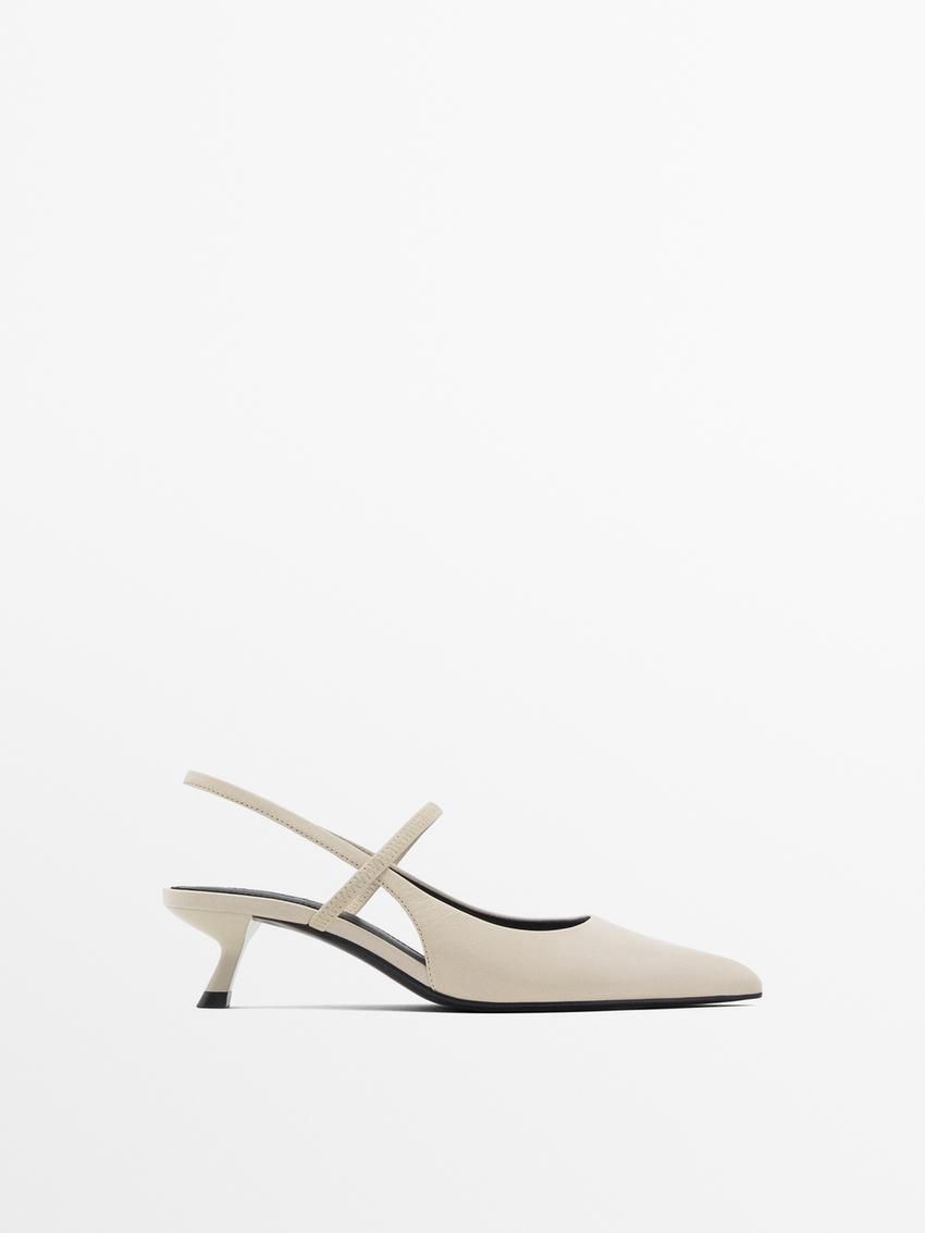 Massimo Dutti Elastic Instep Women Slingback Shoes Cream | US-NK4716893
