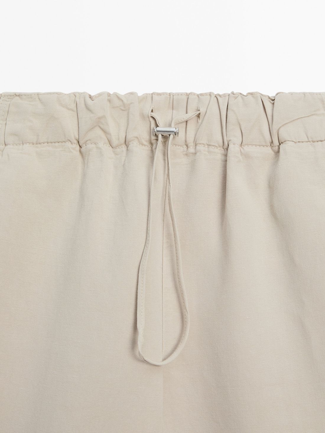 Massimo Dutti Elasticated Waistband And Adjustable Hems Women Trousers Beige | US-GZ3258941