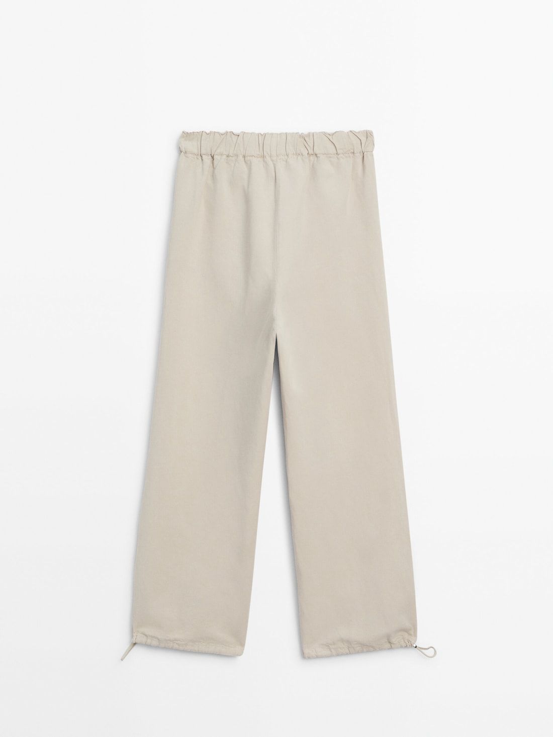 Massimo Dutti Elasticated Waistband And Adjustable Hems Women Trousers Beige | US-GZ3258941