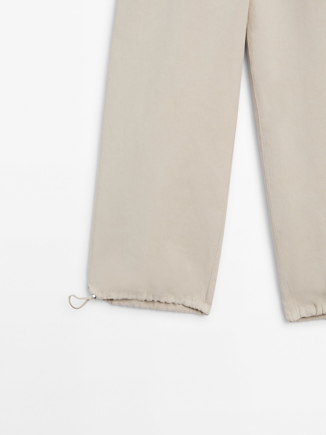 Massimo Dutti Elasticated Waistband And Adjustable Hems Women Trousers Beige | US-GZ3258941
