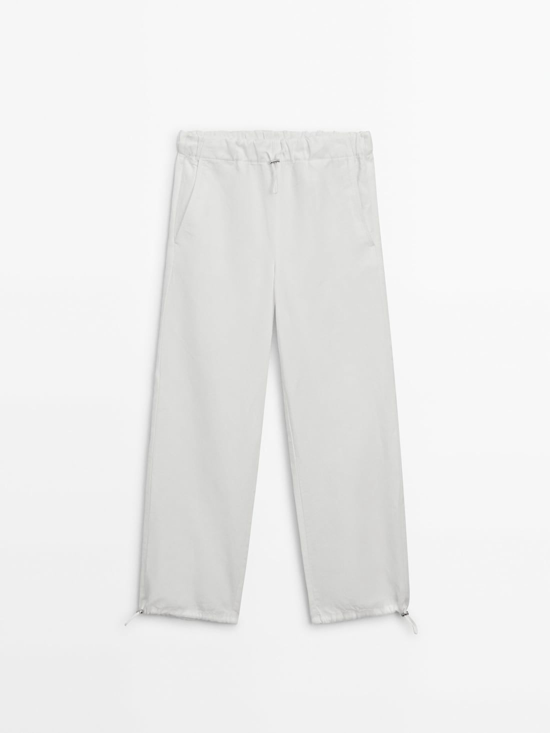 Massimo Dutti Elasticated Waistband And Adjustable Hems Women Trousers White | US-ZH2418657