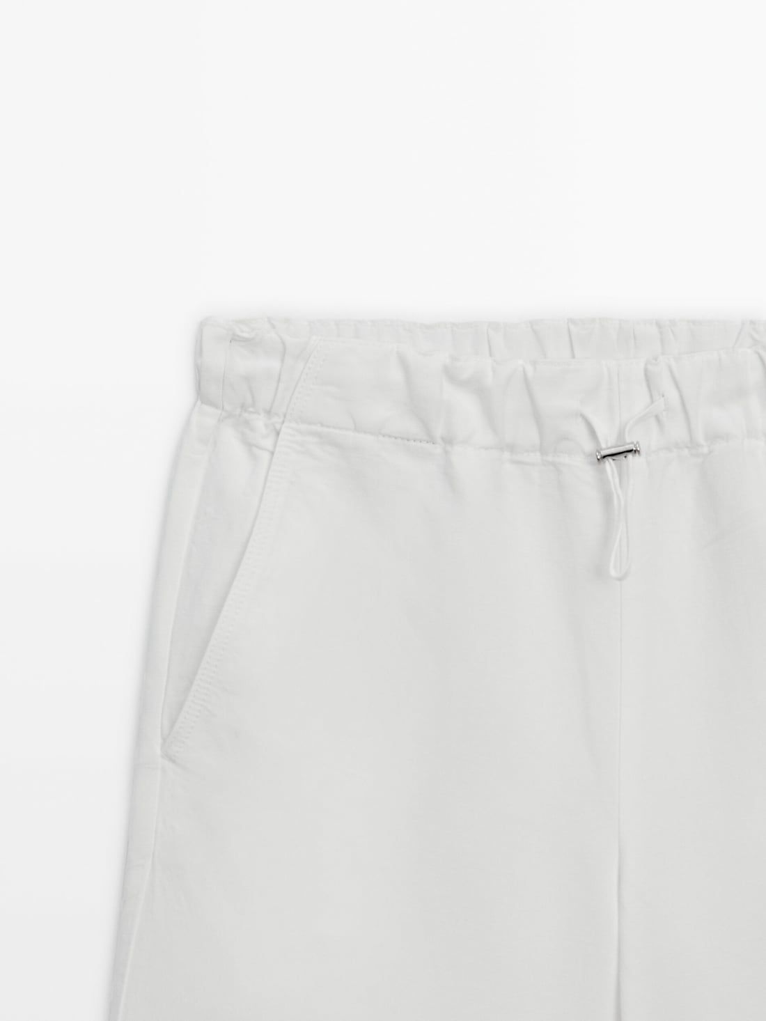 Massimo Dutti Elasticated Waistband And Adjustable Hems Women Trousers White | US-ZH2418657