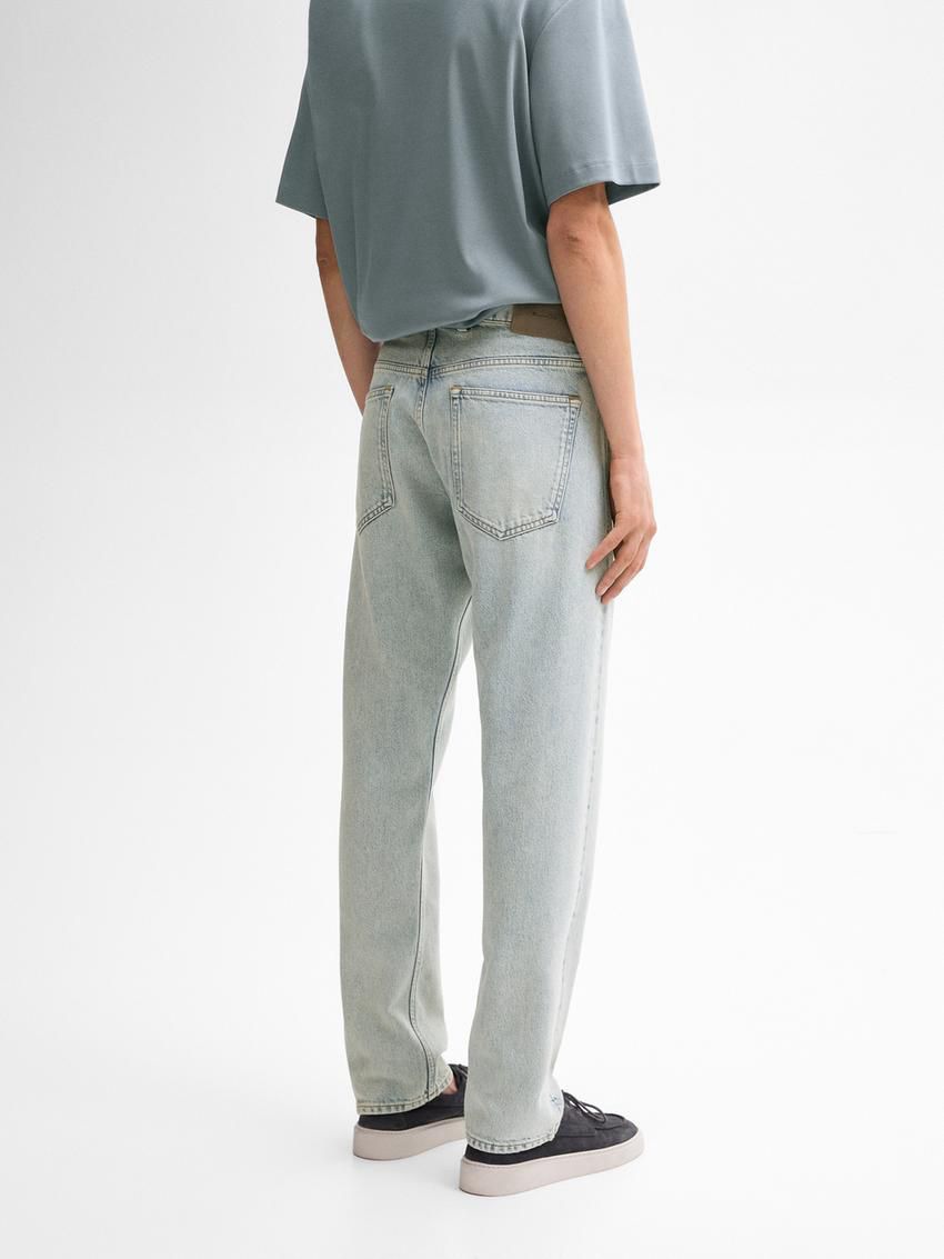 Massimo Dutti Faded Effect Relaxed Fit Men Jeans Grey | US-XK3219658