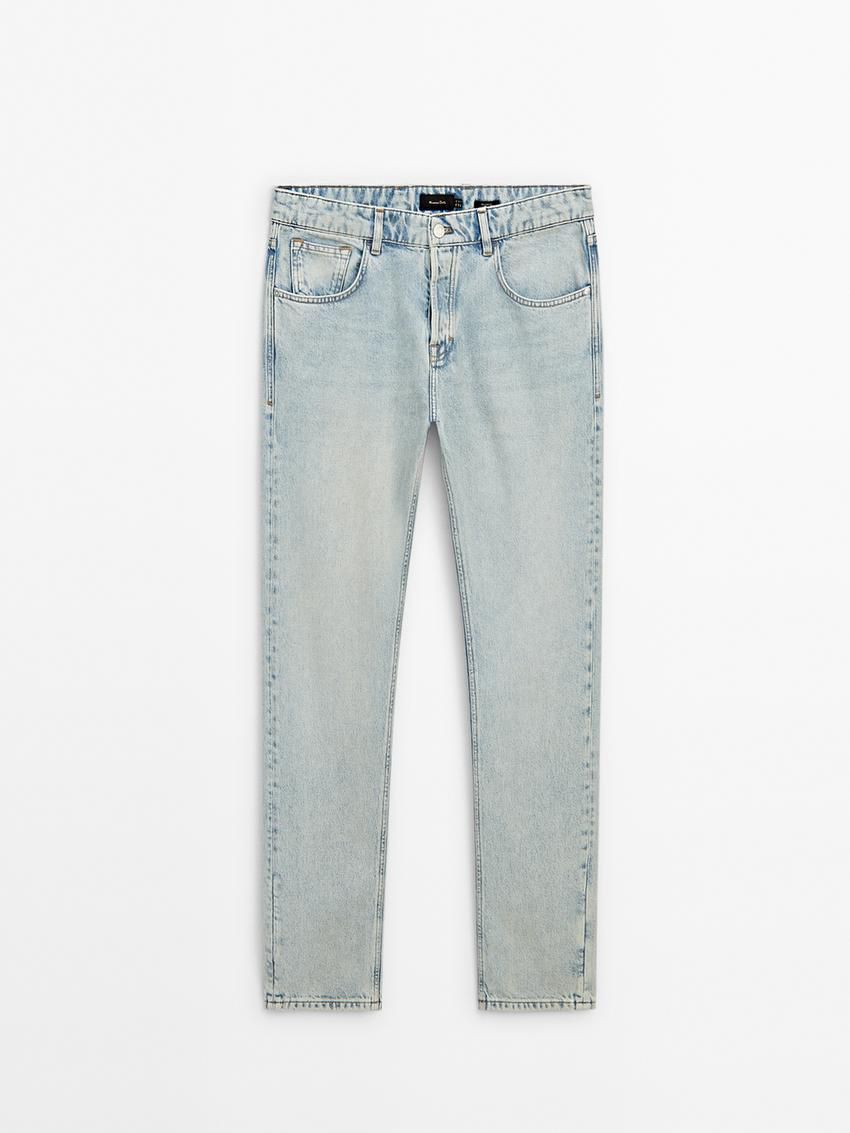 Massimo Dutti Faded Effect Relaxed Fit Men Jeans Grey | US-XK3219658