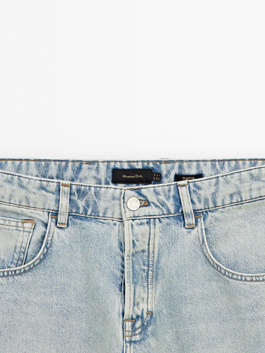 Massimo Dutti Faded Effect Relaxed Fit Men Jeans Grey | US-XK3219658