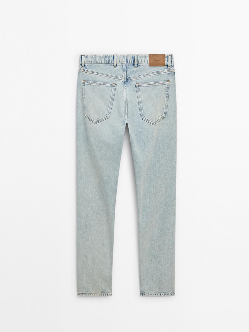 Massimo Dutti Faded Effect Relaxed Fit Men Jeans Grey | US-XK3219658