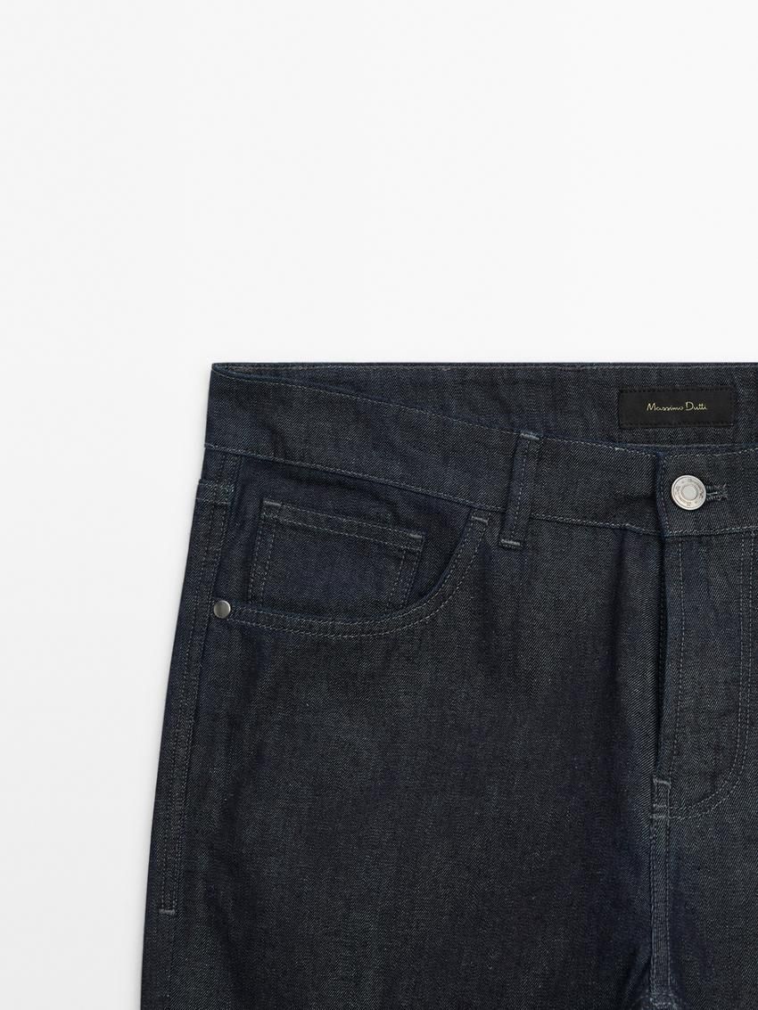 Massimo Dutti Faded Effect Slim Fit Men Jeans Indigo | US-HY8356149