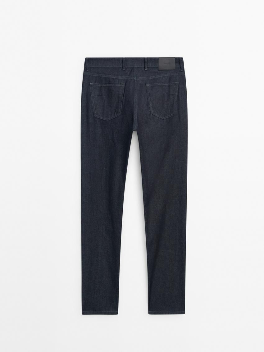 Massimo Dutti Faded Effect Slim Fit Men Jeans Indigo | US-HY8356149