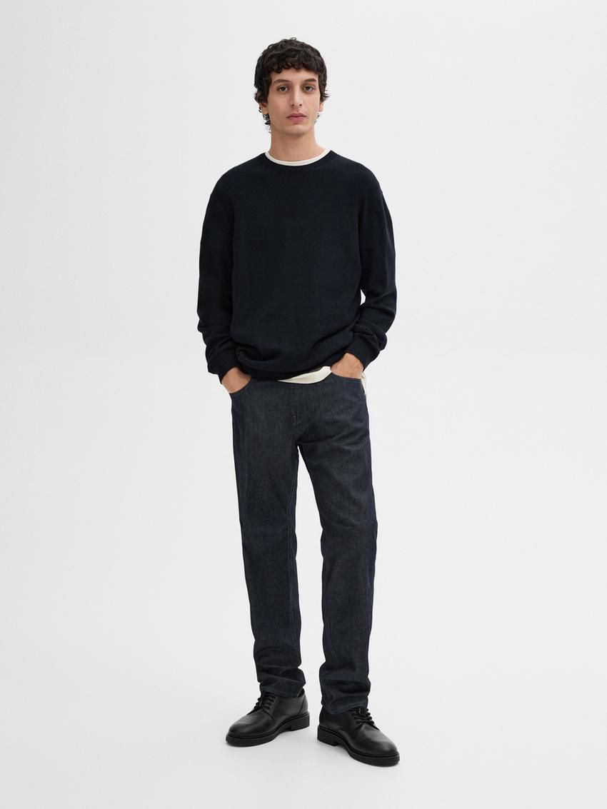 Massimo Dutti Faded Effect Slim Fit Men Jeans Indigo | US-HY8356149