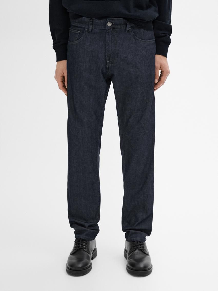 Massimo Dutti Faded Effect Slim Fit Men Jeans Indigo | US-HY8356149