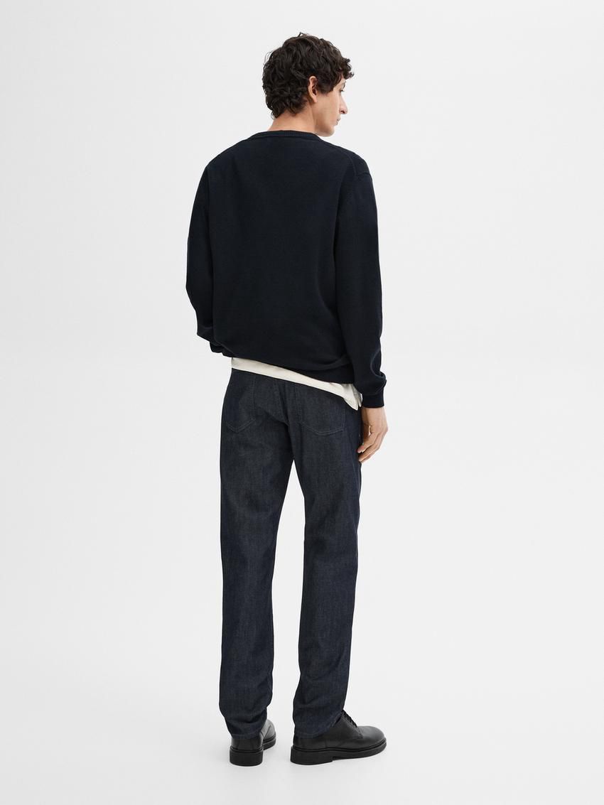 Massimo Dutti Faded Effect Slim Fit Men Jeans Indigo | US-HY8356149