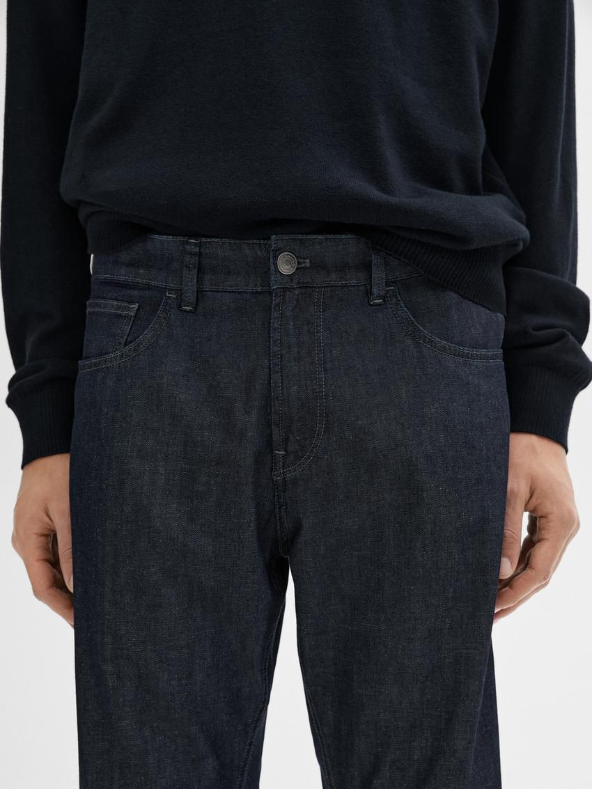 Massimo Dutti Faded Effect Slim Fit Men Jeans Indigo | US-HY8356149