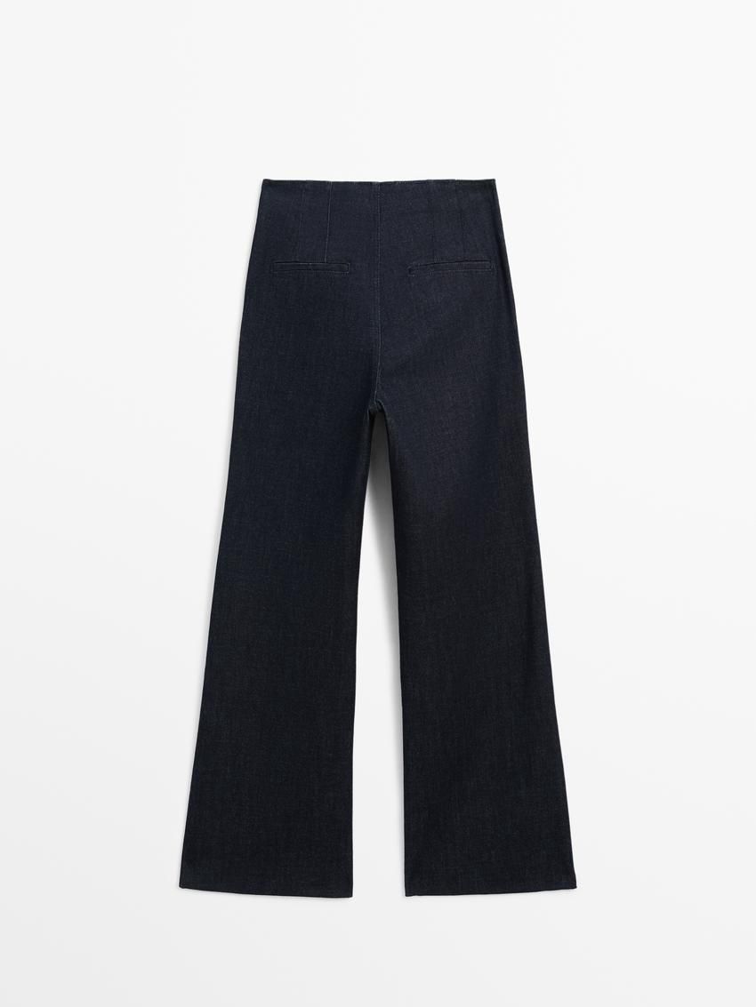 Massimo Dutti Faded Mid-rise Flare Fit Women Jeans Navy | US-XV5197802