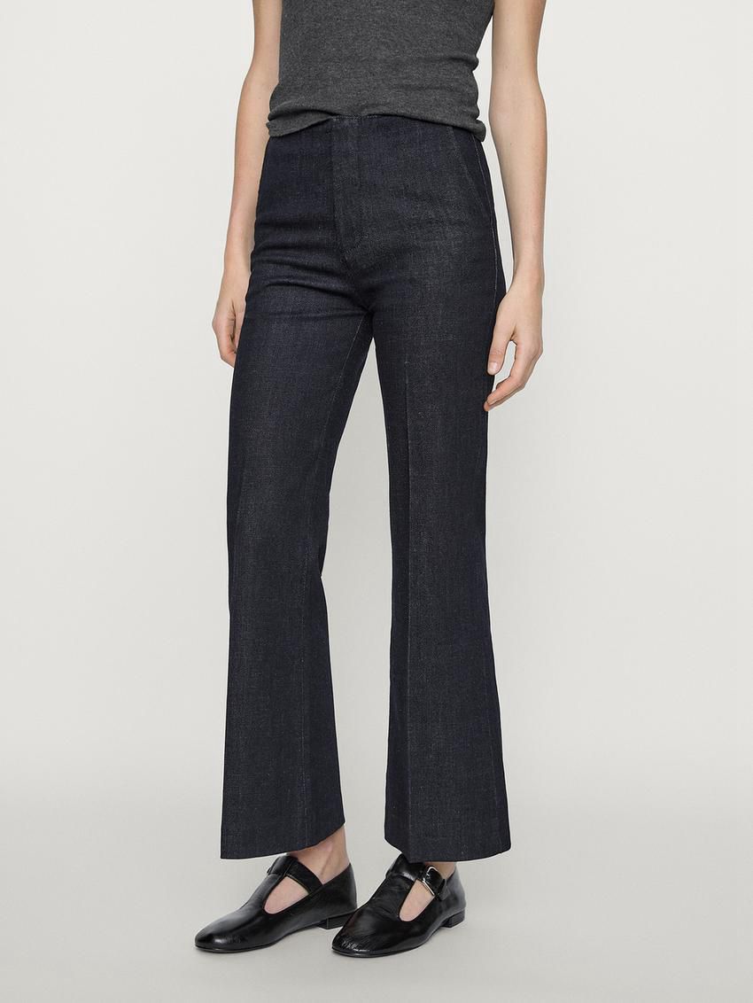 Massimo Dutti Faded Mid-rise Flare Fit Women Jeans Navy | US-XV5197802