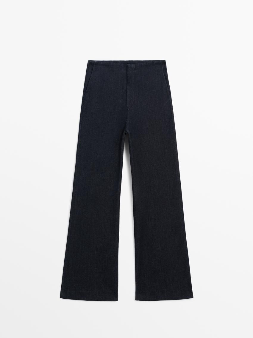 Massimo Dutti Faded Mid-rise Flare Fit Women Jeans Navy | US-XV5197802