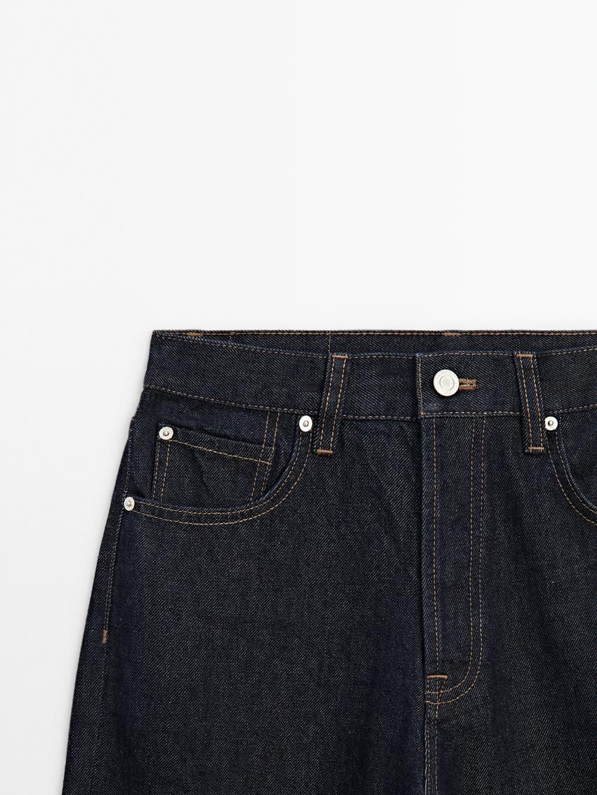 Massimo Dutti Faded Straight-leg High-waist Women Jeans Dark Blue | US-CY3519867