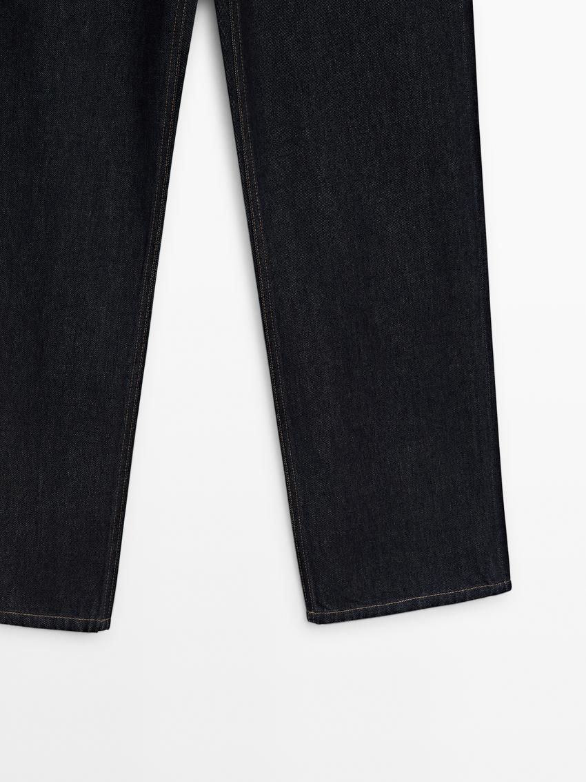 Massimo Dutti Faded Straight-leg High-waist Women Jeans Dark Blue | US-CY3519867