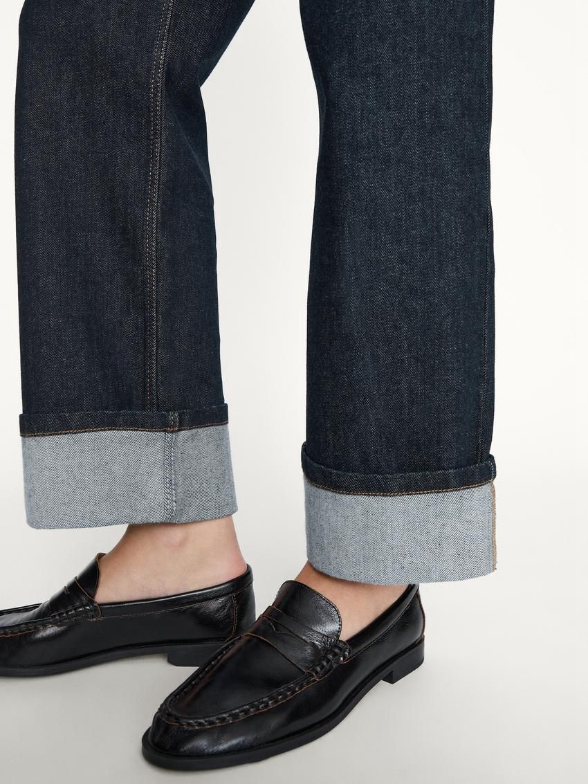 Massimo Dutti Faded Straight-leg High-waist Women Jeans Dark Blue | US-GS8094375