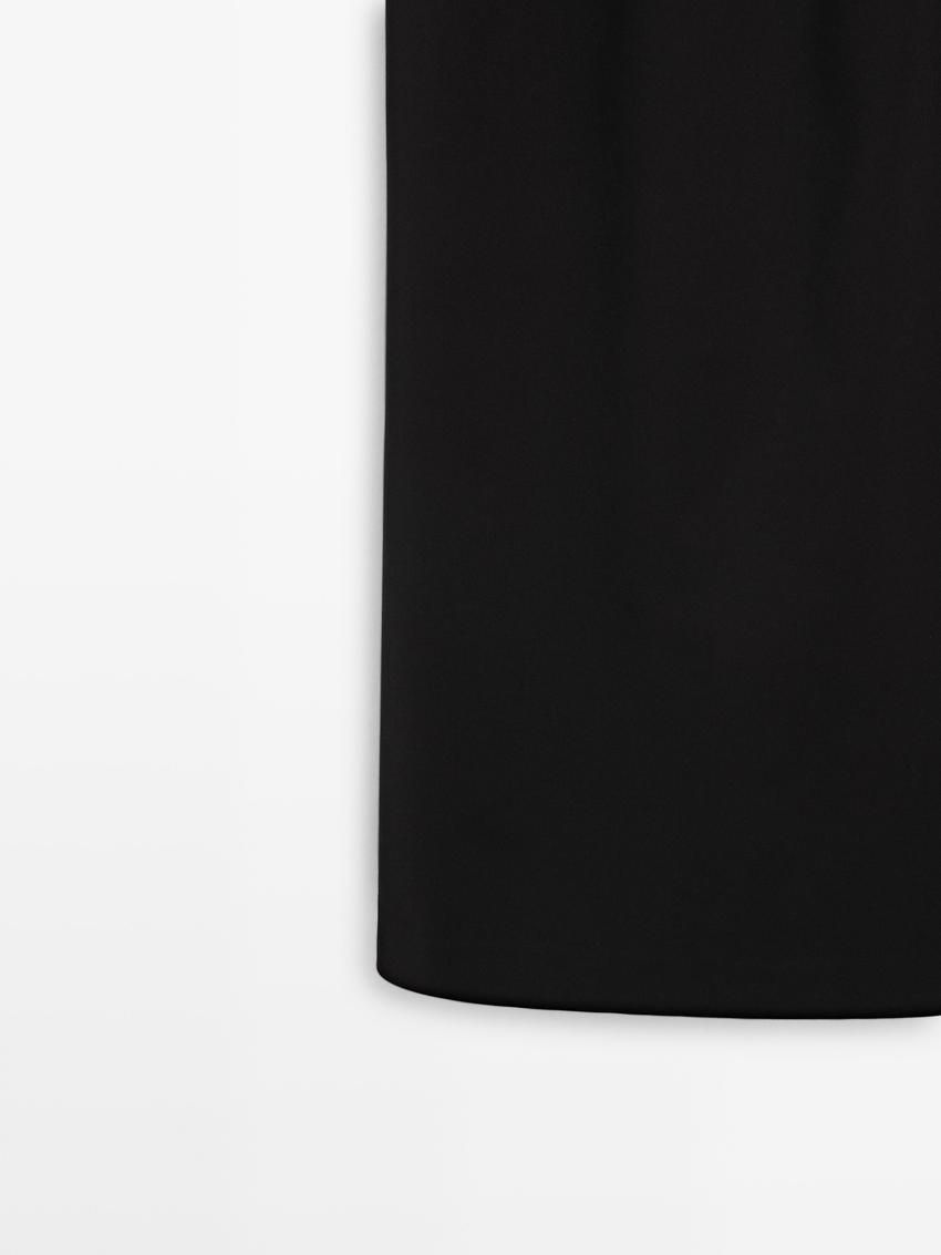 Massimo Dutti Fitted Midi With Adjustable Straps Women Dress Black | US-WE0718562