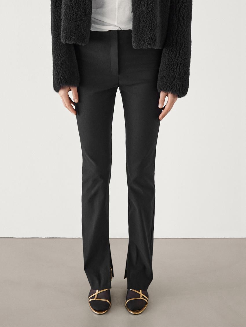Massimo Dutti Fitted Stretch Women Trousers Black | US-MF1567394