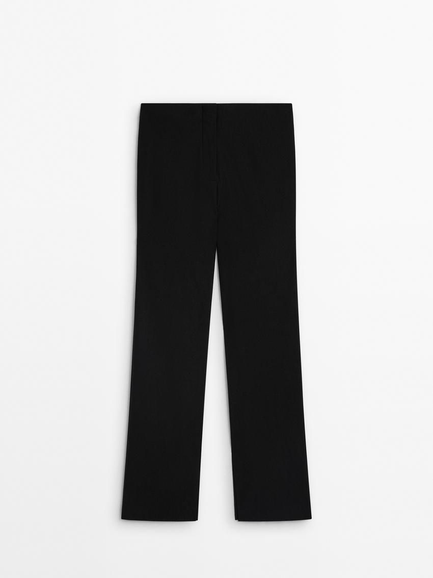 Massimo Dutti Fitted Stretch Women Trousers Black | US-MF1567394