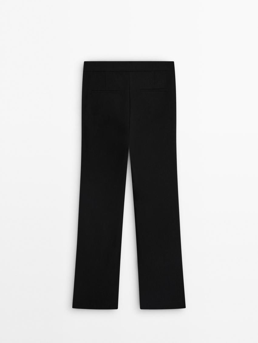 Massimo Dutti Fitted Stretch Women Trousers Black | US-MF1567394