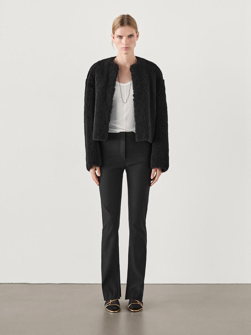 Massimo Dutti Fitted Stretch Women Trousers Black | US-MF1567394