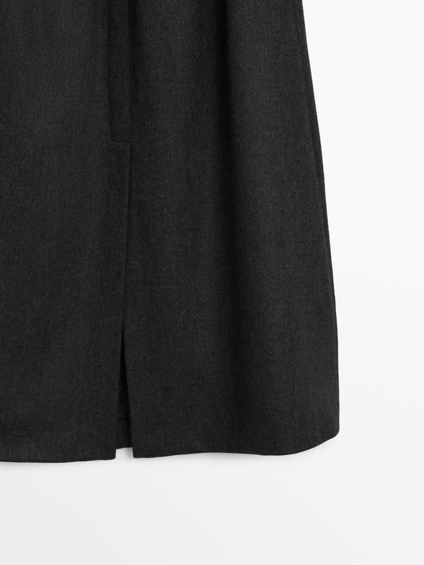 Massimo Dutti Flannel Midi Women Skirts Black | US-PB4693580