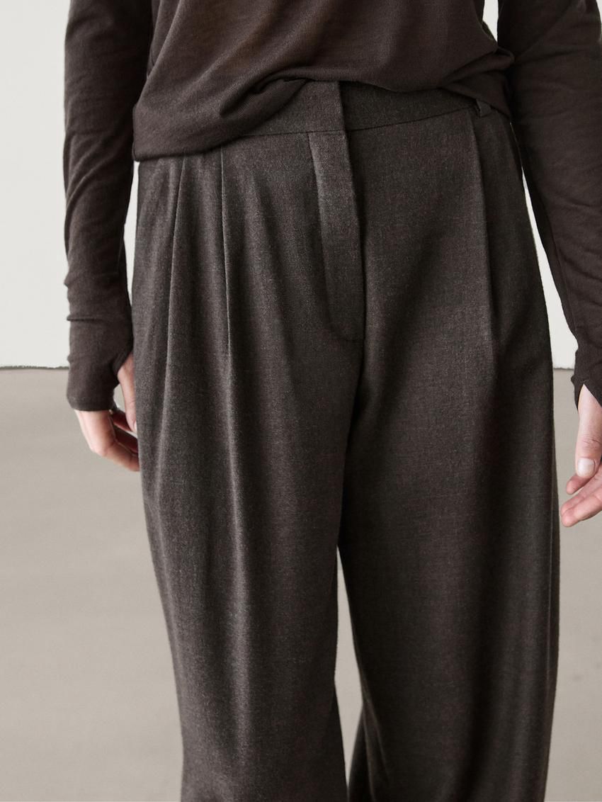 Massimo Dutti Flannel With Darts Women Trousers Dark Brown | US-UE2389671