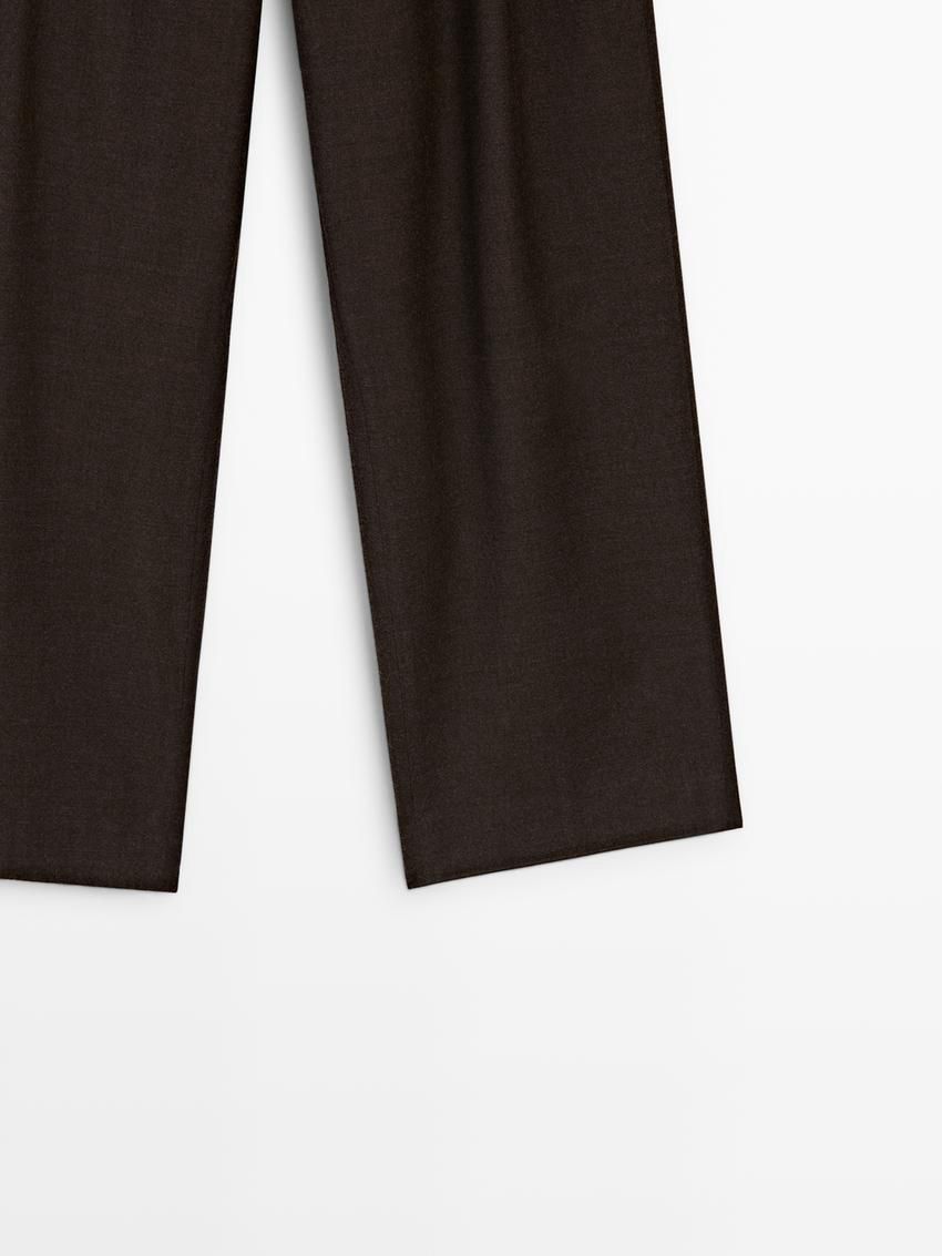 Massimo Dutti Flannel With Darts Women Trousers Dark Brown | US-UE2389671