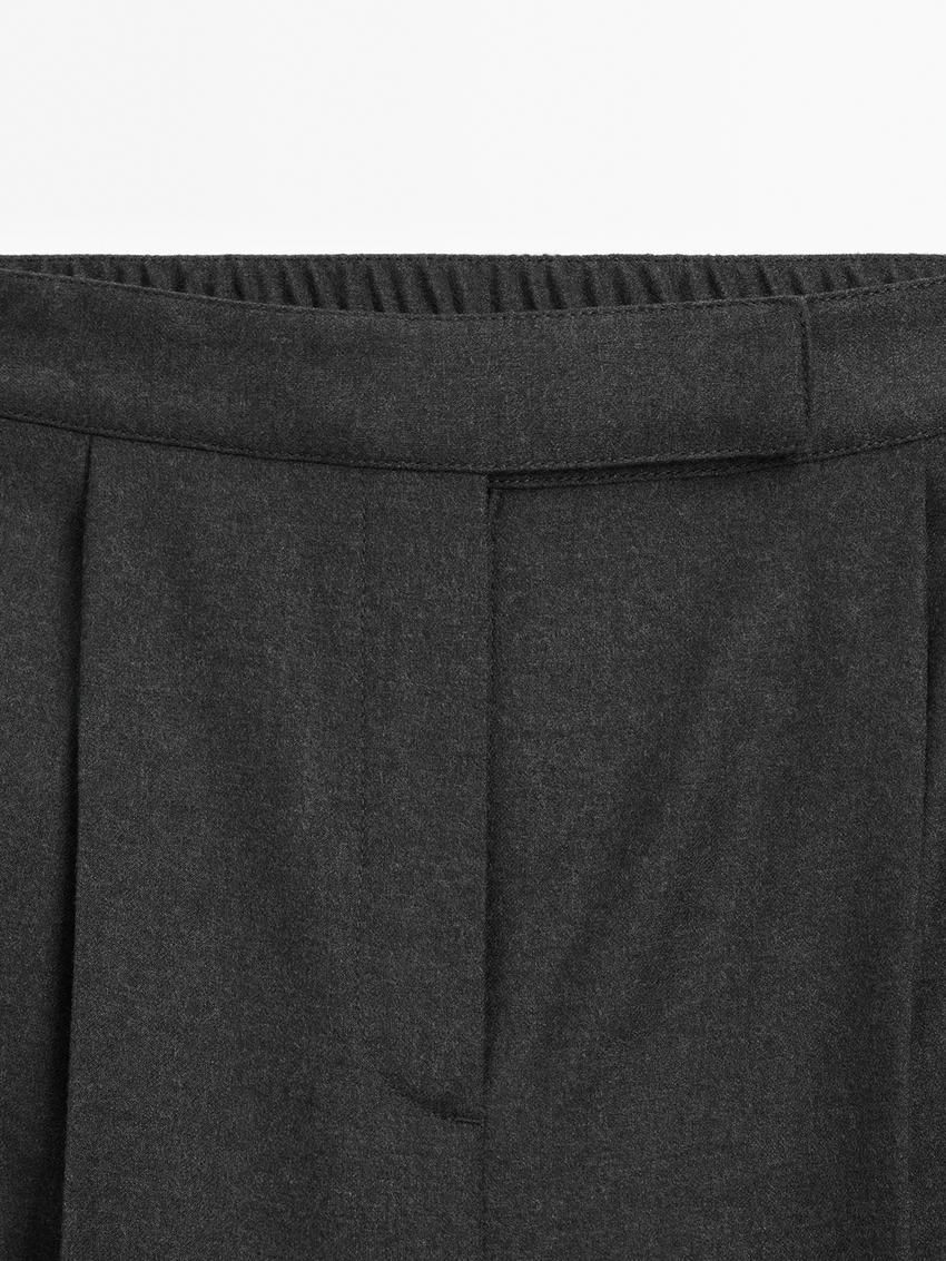 Massimo Dutti Flannel With Elastic Detail Women Trousers Dark Grey | US-ET4617029