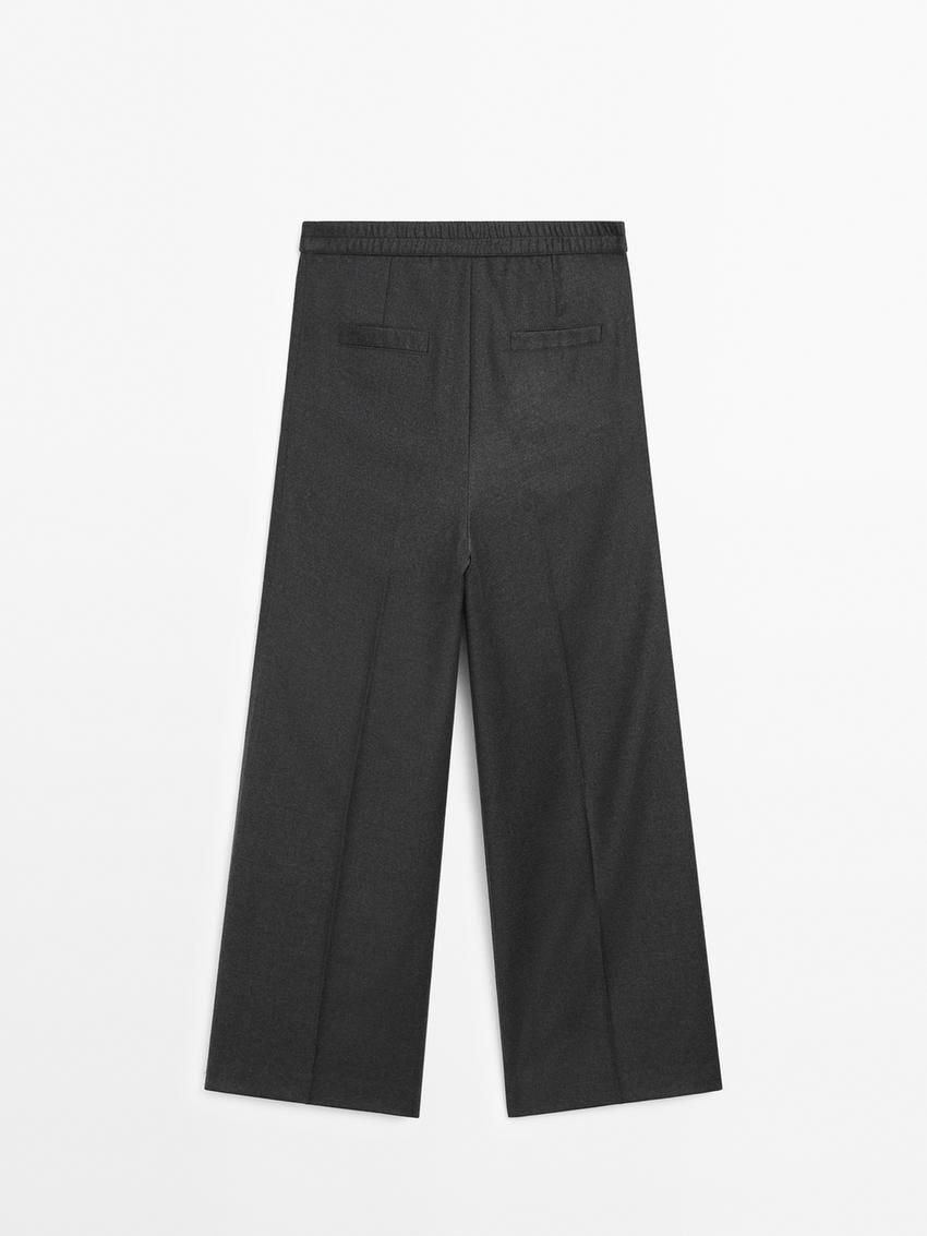 Massimo Dutti Flannel With Elastic Detail Women Trousers Dark Grey | US-ET4617029