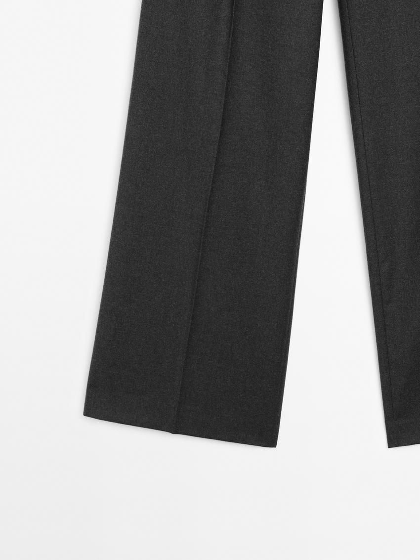 Massimo Dutti Flannel With Elastic Detail Women Trousers Dark Grey | US-ET4617029