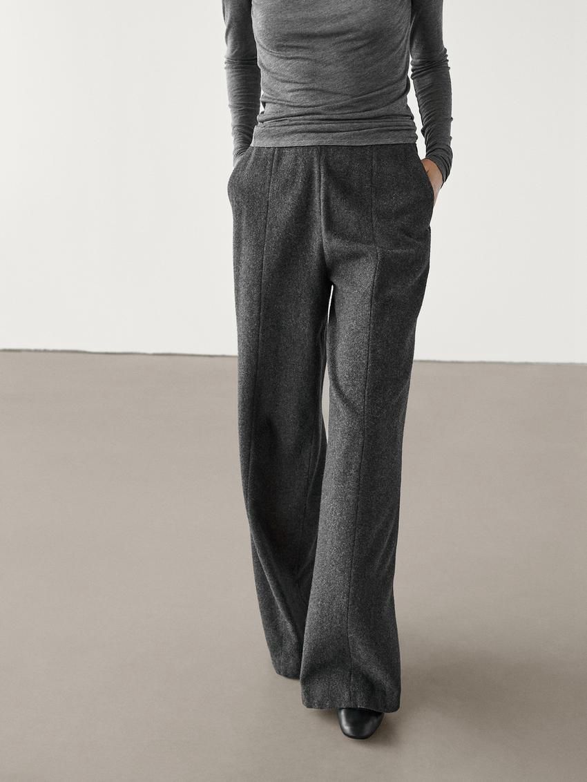 Massimo Dutti Flannel Women Trousers Dark Grey | US-QC7208546
