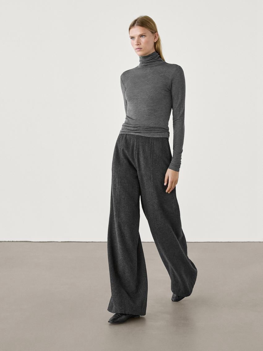 Massimo Dutti Flannel Women Trousers Dark Grey | US-QC7208546