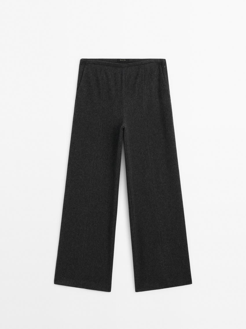 Massimo Dutti Flannel Women Trousers Dark Grey | US-QC7208546