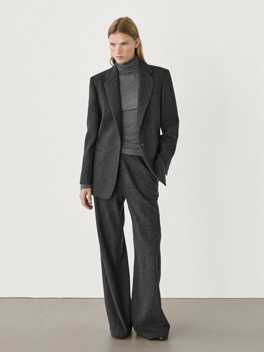 Massimo Dutti Flannel Women Trousers Dark Grey | US-QC7208546