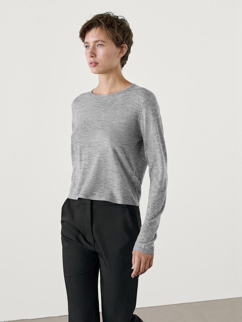 Massimo Dutti Flare Fit Full Length Technical Women Trousers Black | US-VT6780251